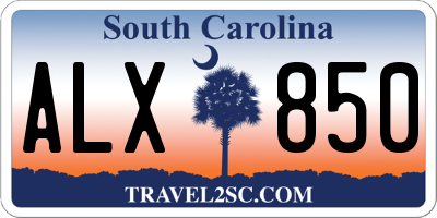 SC license plate ALX850