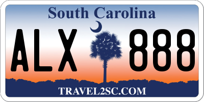 SC license plate ALX888