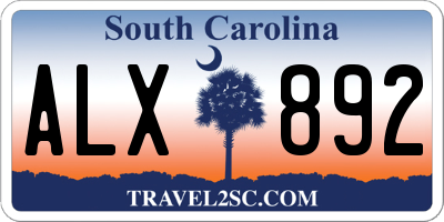 SC license plate ALX892
