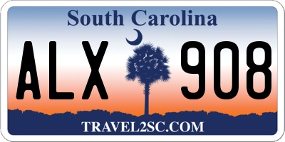 SC license plate ALX908