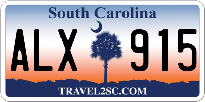 SC license plate ALX915