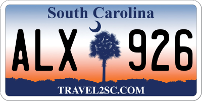 SC license plate ALX926