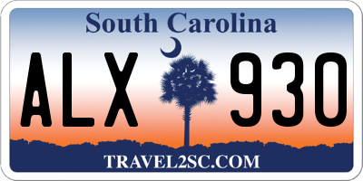SC license plate ALX930