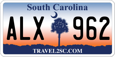 SC license plate ALX962