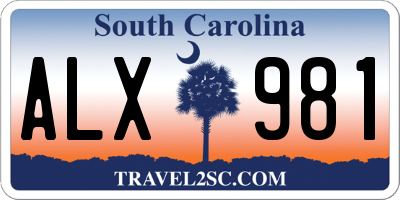 SC license plate ALX981