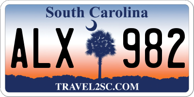 SC license plate ALX982