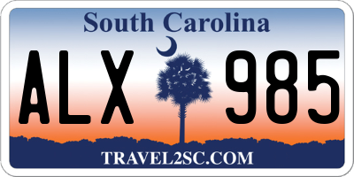 SC license plate ALX985
