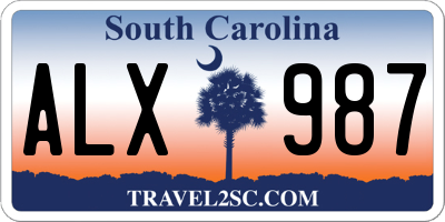 SC license plate ALX987