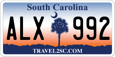 SC license plate ALX992