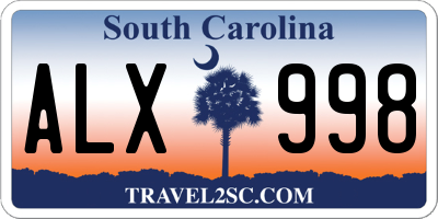 SC license plate ALX998