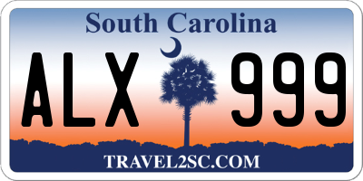 SC license plate ALX999