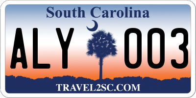 SC license plate ALY003