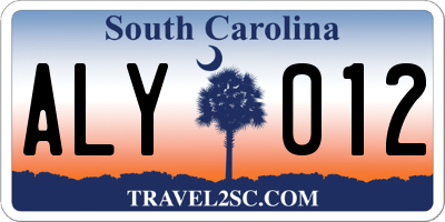 SC license plate ALY012