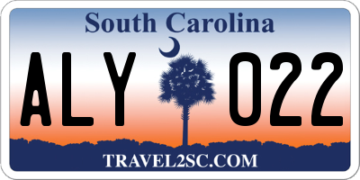 SC license plate ALY022