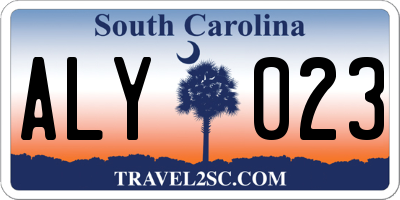 SC license plate ALY023