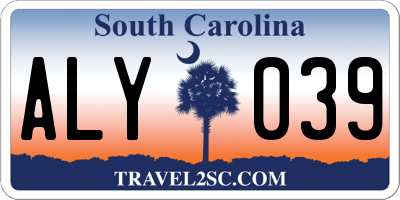SC license plate ALY039