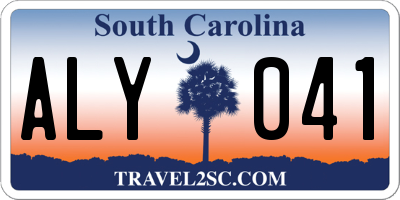 SC license plate ALY041