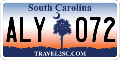 SC license plate ALY072