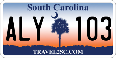 SC license plate ALY103