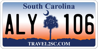 SC license plate ALY106