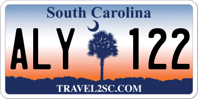 SC license plate ALY122