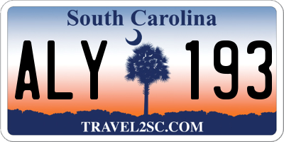 SC license plate ALY193
