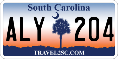 SC license plate ALY204