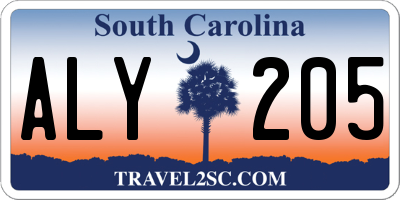 SC license plate ALY205