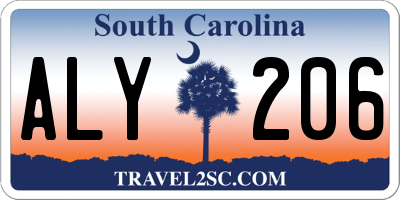 SC license plate ALY206