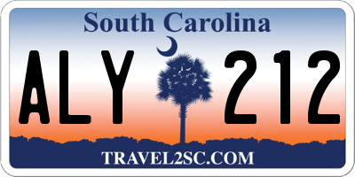 SC license plate ALY212