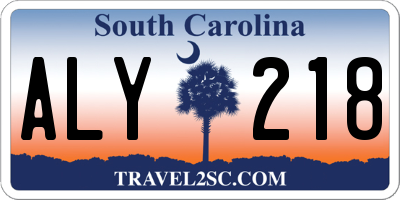 SC license plate ALY218