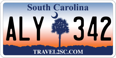 SC license plate ALY342
