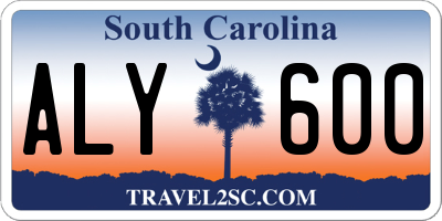 SC license plate ALY600