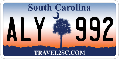 SC license plate ALY992