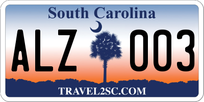 SC license plate ALZ003