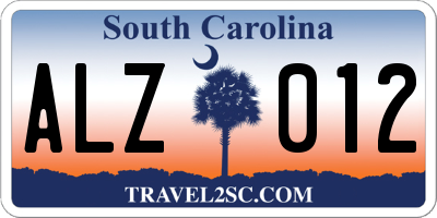 SC license plate ALZ012