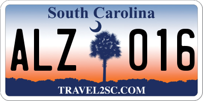 SC license plate ALZ016