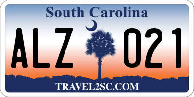 SC license plate ALZ021