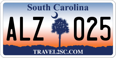 SC license plate ALZ025