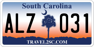 SC license plate ALZ031