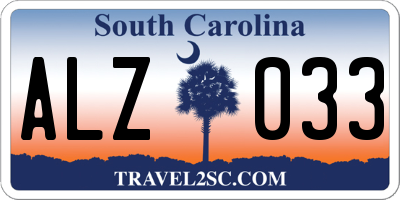 SC license plate ALZ033