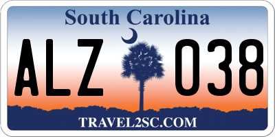 SC license plate ALZ038