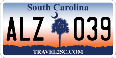 SC license plate ALZ039