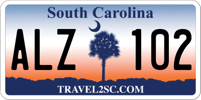 SC license plate ALZ102