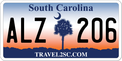 SC license plate ALZ206