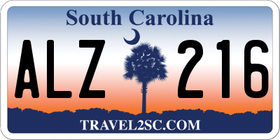 SC license plate ALZ216