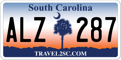SC license plate ALZ287
