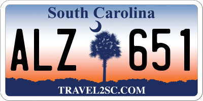 SC license plate ALZ651