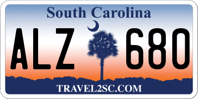 SC license plate ALZ680