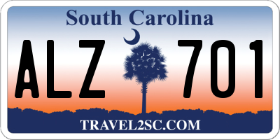 SC license plate ALZ701